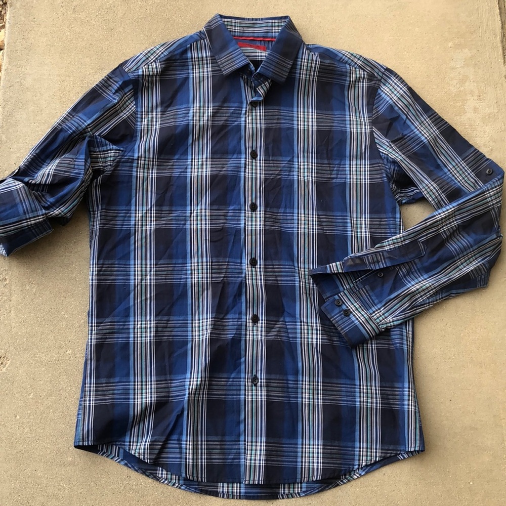 Men’s Alfani Plaid Button Down size M